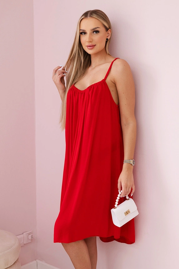 Viskosekleid mit Trägern Rot