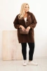 Plus Size women's coat with wool and pockets shearling brown
