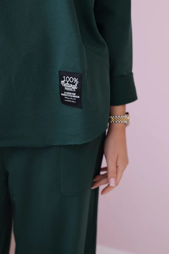 Cotton sweatshirt pants set dark green