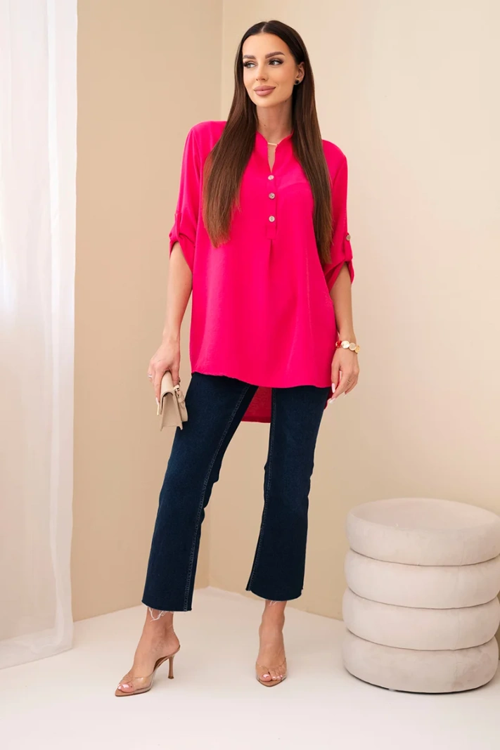 Bluse mit längerem Rücken Fuchsia