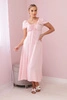 Ruffled dress with a tie at the neckline powder pink