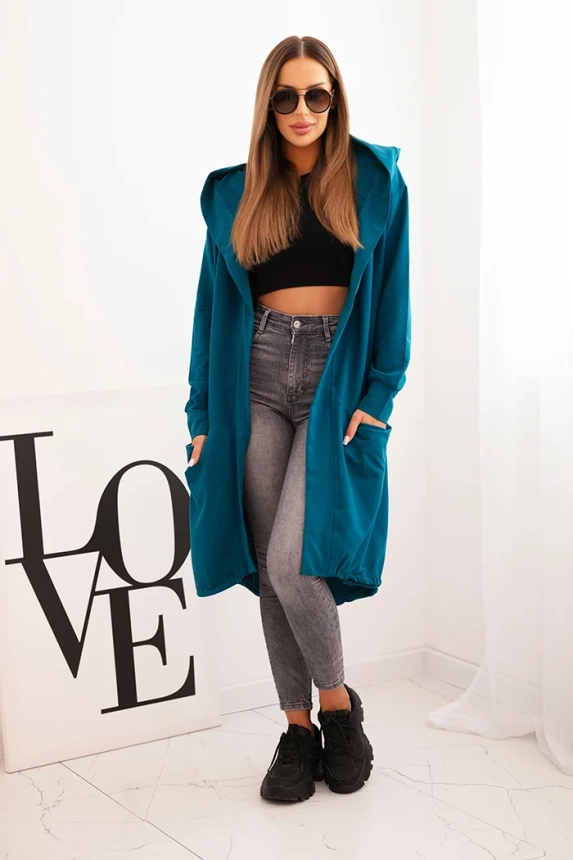 Oversize-Jacke mit Kapuze navy
