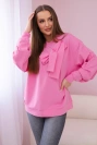 Bavlněná halenka s mašlí světle růžová