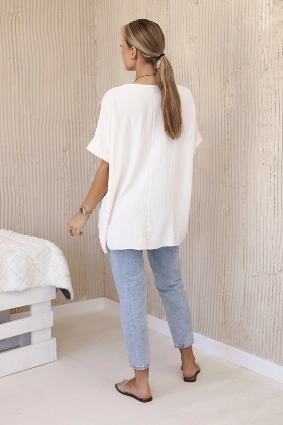 Oversize-Bluse mit Anhänger hellbeige