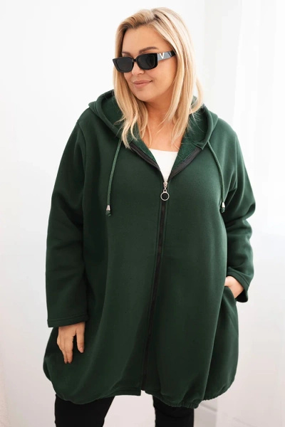 Women's insulated Plus Size hoodie with a V-neck brown