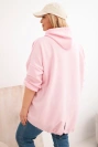 Moteriška Plus Size palaidinė su gobtuvu ir spausdiniu cukrinė rožinė