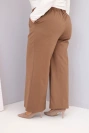 Dámské kalhoty Plus Size s širokými nohavicemi a vysokým pasem světlé camelové
