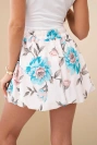 Damen-Viskose-Shorts mit Blumenmuster und Bindeband in der Taille mint