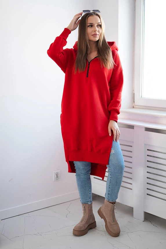 Sweatshirt mit Seitenschlitzen rot