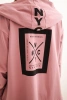Cape with a hood oversize dark pink