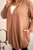 Moteriška Plus Size medvilninė džemperis su gobtuvu ir užtrauktuku cappuccino