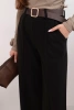 Dámske elegantné nohavice s opaskom a širokým strihom čierne