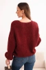 Women's sweater with a thick knit and wool and long sleeves maroon