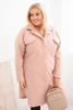 Płaszcz damski Plus Size z wełną zapinany na guziki z kieszeniami i kołnierzem pudrowy róż