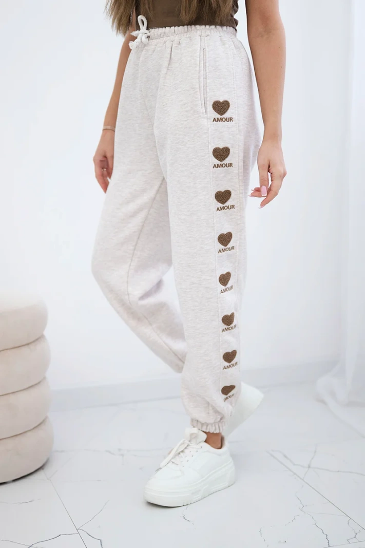 Amour cotton trousers beige melange