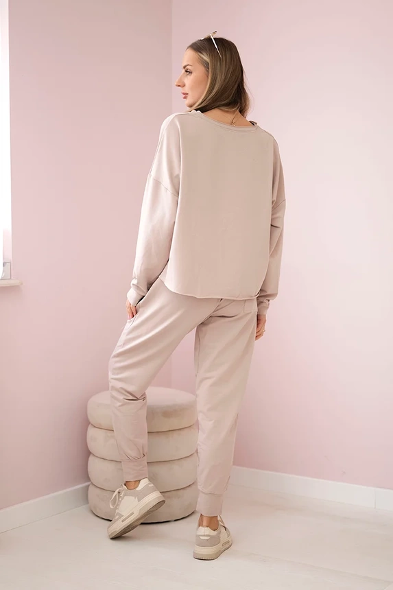 2-teiliges Set Bluse + Hose beige