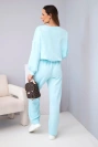 Women's set butter sweatshirt with a brooch and straight-leg pants lemon