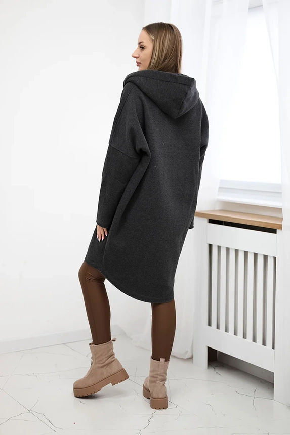 Insulated sweatshirt with a longer back graphite