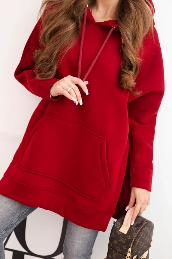 Wattierte Sweatjacke mit seitlichen Schlitzen bordeaux