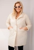 Women's Plus Size quilted jacket with decorative buttons and collar light beige