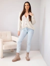 Women's oversized cotton button-up V-neck sweater beige