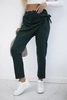 Viscose trousers tied with an asymmetrical front dark green