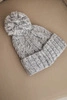 Women's winter hat with a pom-pom and wool K424 gray