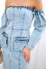 Off-the-shoulder stretch denim dress S/M-L/XL