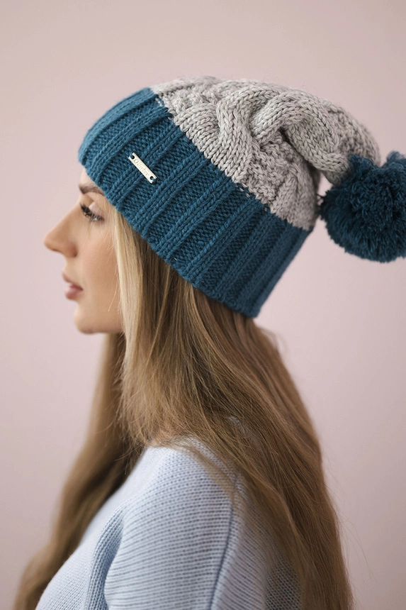 Cap with fleece Paris K212 gray+marine