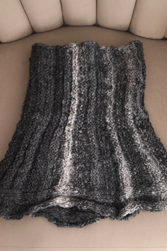 Damen-Wollschal weicher Wickelkragen Winter KN21 graufarben