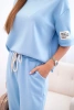 Women's viscose set with short sleeves and trousers blue