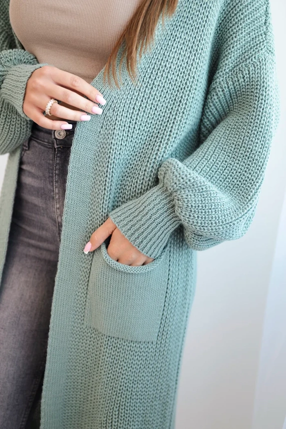 Long cardigan light mint sweater