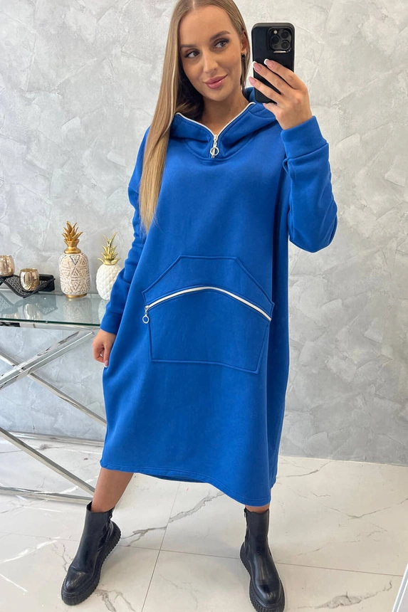 Isoliertes Kleid mit Kapuze kornblumenblau