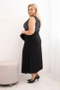 Damen Abendkleid Plus Size einseitig schwarz + silberny