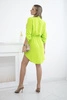 Dress with button closure and tie at the waist green neon
