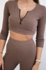 Geripptes Set kurzes Top mocca