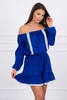 Off-the-shoulder dress and lace mauve-blue