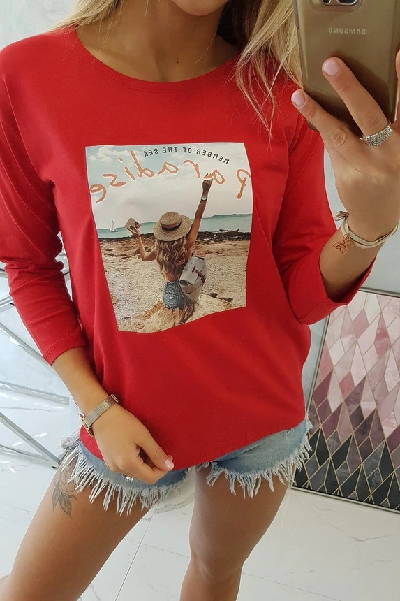 Halenka s potiskem Paradise červená