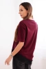 Women's cotton asymmetrical blouse with lace at the bottom burgundy