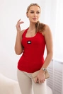 Striped blouse with metal plate red