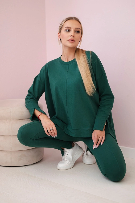 Set mit grüner Bluse in Übergröße