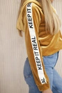 Velor sweatshirt with a hood mustard