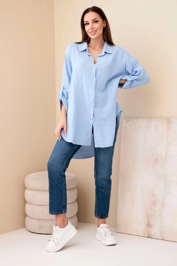 Cotton muslin shirt blue