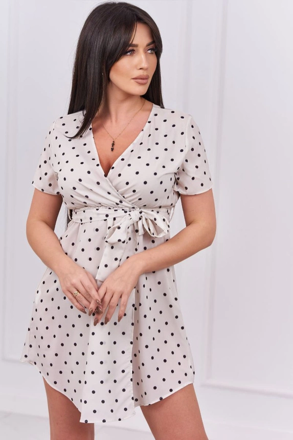 Ecru polka dot suknelė