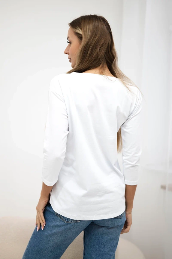 Bluse mit 3D Watch Grafik weiß