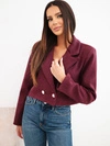 A jacket women's short with viscose with lapels burgundy