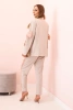 Women's set with viscose – blazer with lapels and pants with a stripe beige