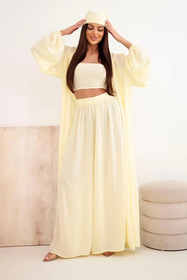 Damen-Set aus Viskose, 4-teilig im Boho-Stil gelb