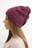 Women's winter hat with wool in structural weave K432 dark purple