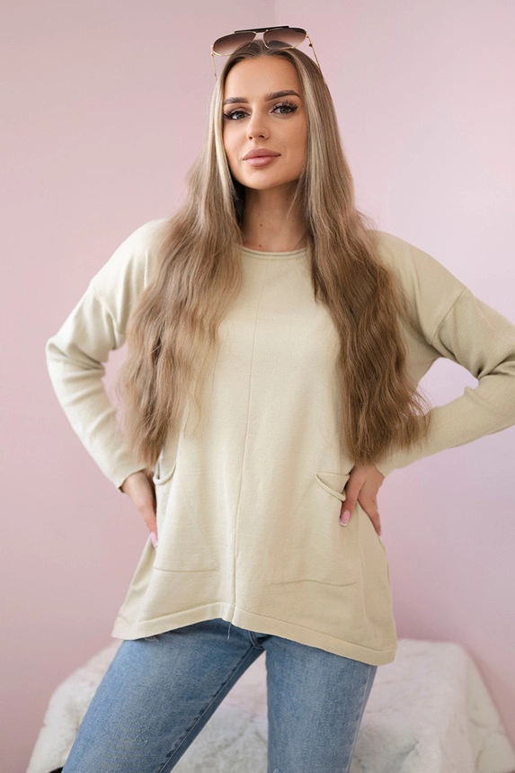 Pullover mit Vordertaschen beige